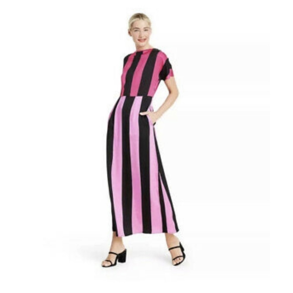 CHRISTOPHER JOHN ROGERS + Target ~ Pink & Black Striped Maxi Dress ~ Size 0 - Picture 5 of 16